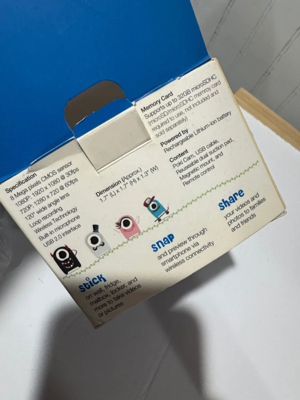 Poki Cami camera MicroSD Card and Accessory Kit Black & Blue